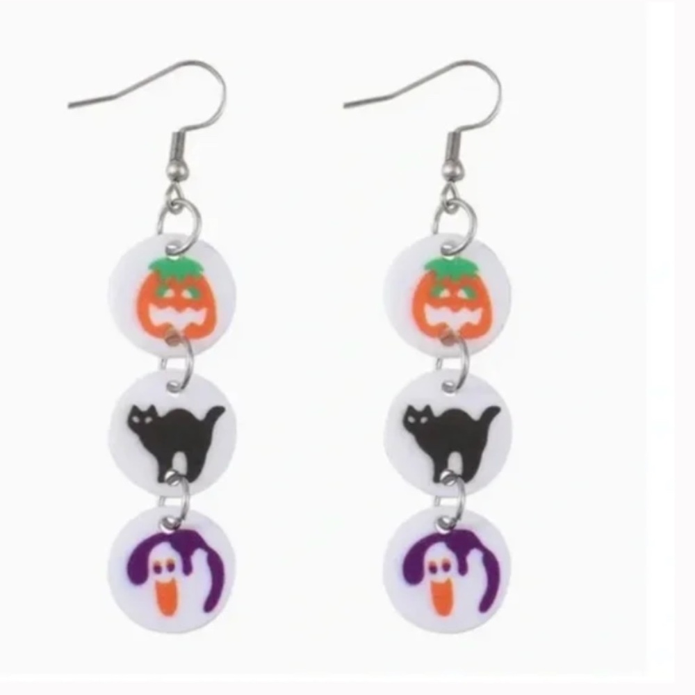 ❤️ FREE Halloween Cookies Cat Kitten Pumpkin Ghost Trendy Hipster Earrings